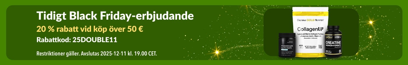 iHerb tidig Black Friday-banner, med collagenUP och tillägg.