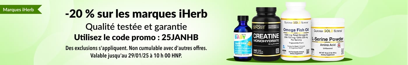 20 % DE RÉDUCTION SUR LES MARQUES IHERB