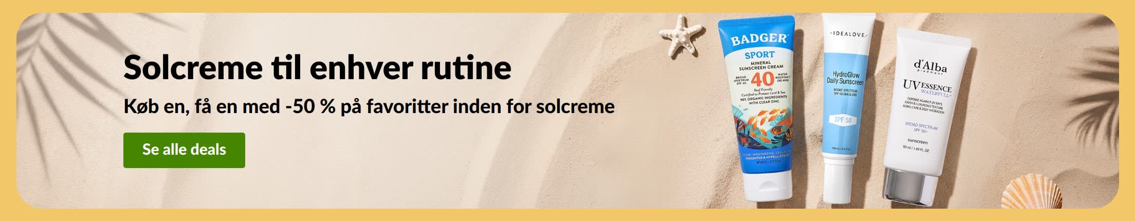 Solcreme-udsalgsbanner med to produkter, 