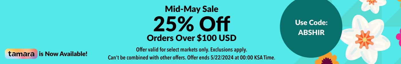 25% OFF OVER $100 USD MID MAY SALE 