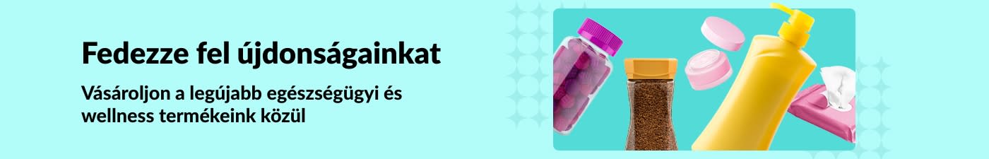 iHerb banner, amely új egészségügyi és wellness termékeket népszerűsít vitaminok, testápolók, törlőkendők és bőrápolási termékek képeivel.