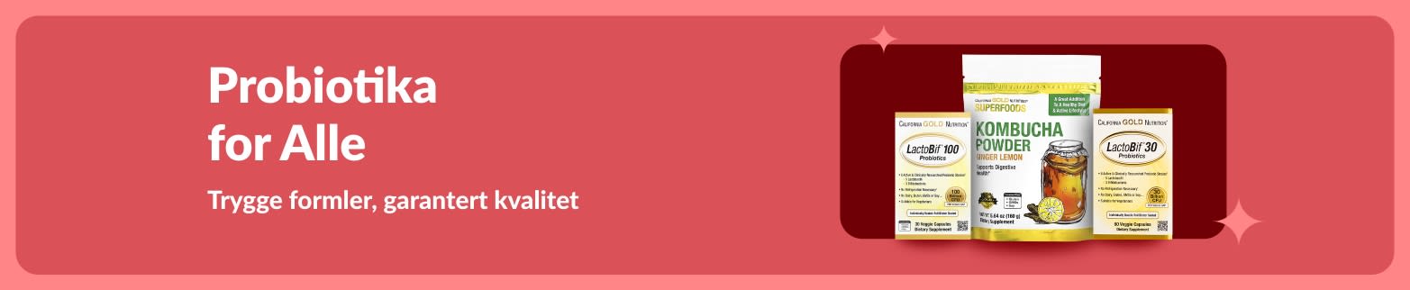 Probiotika for alle – kampanje med LactoBif og Kombucha-pulver. Trygge formler for god fordøyelse.