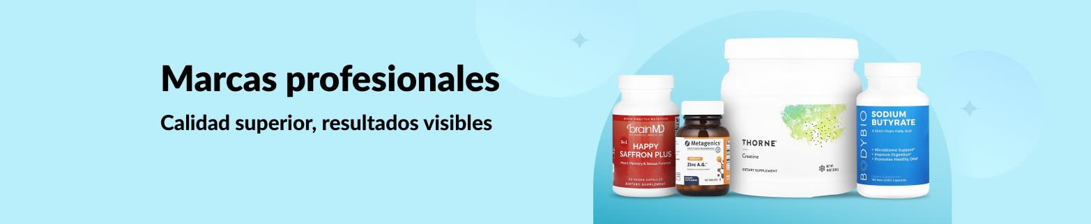 Lo mejor en marcas profesionales como BrainMD, Metagenics, Thorne, BodyBio ¡y muchas más!