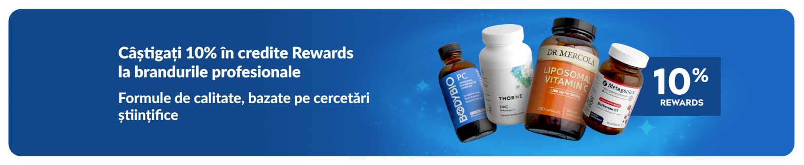 Câștigați 10% în credite Rewards la brandurile profesionale, cu suplimente premium.