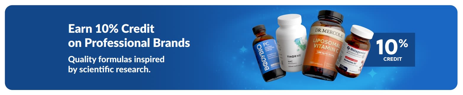 Earn 10% credit on professional brands, featuring premium supplements products.