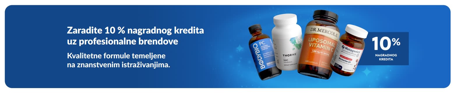 Zaradite 10 % nagradnog kredita uz profesionalne brendove, s prikazom vrhunskih dodataka prehrani.