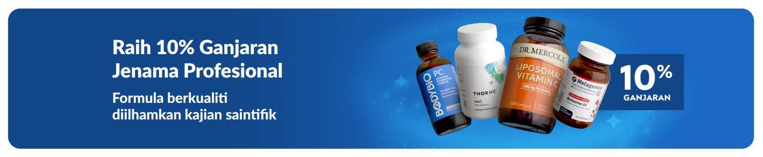 Raih 10% ganjaran bagi jenama profesional, menampilkan produk suplemen premium.