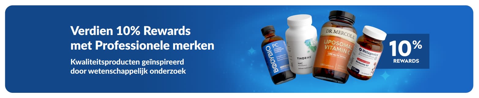 Verdien 10% Rewards bij professionele merken met hoogwaardige voedingssupplementen.