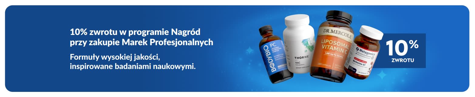 Zyskaj 10% zwrotu środków w programie Nagród przy zakupie Marek Profesjonalnych z suplementami premium.