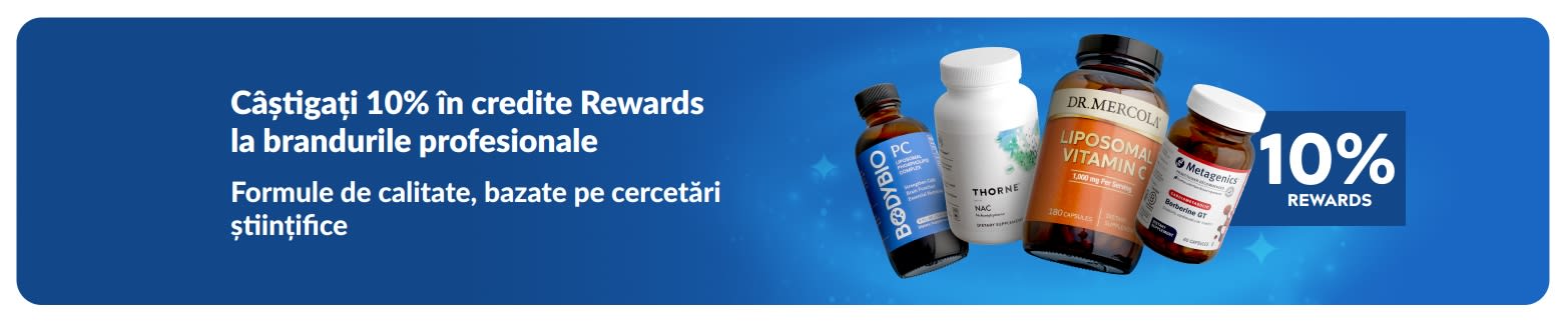 Câștigați 10% în credite Rewards la brandurile profesionale, cu suplimente premium.