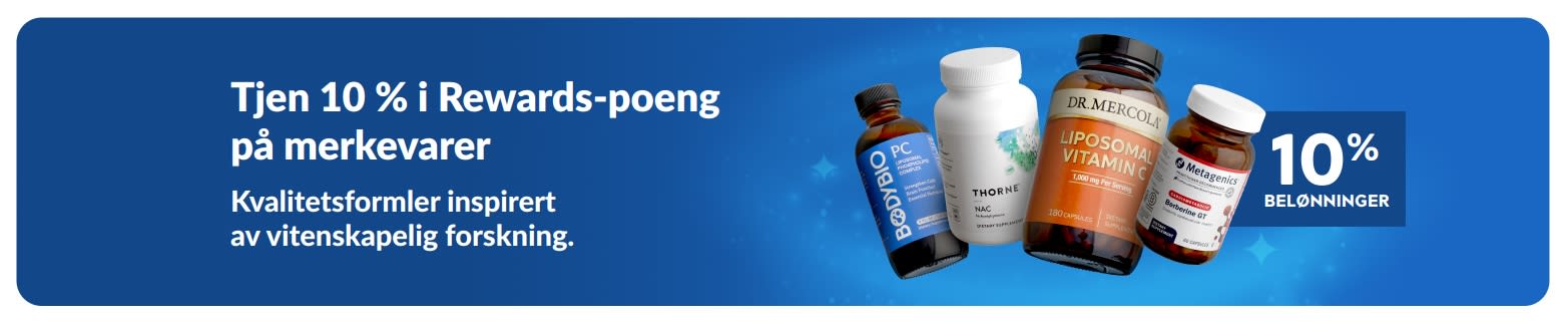 Tjen 10 % i Rewards på merkevarer – med førsteklasses kosttilskudd.