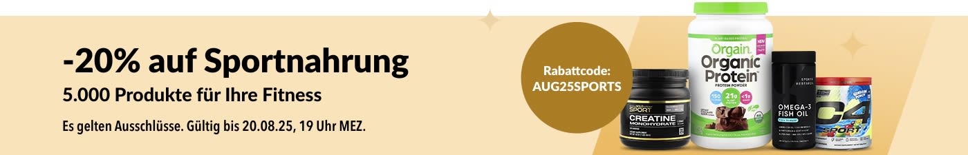 Sportnahrung von Orgain, Sports Research, Cellucor, California Gold Nutrition und anderen – 20% Rabatt mit Code AUG25SPORTS.
