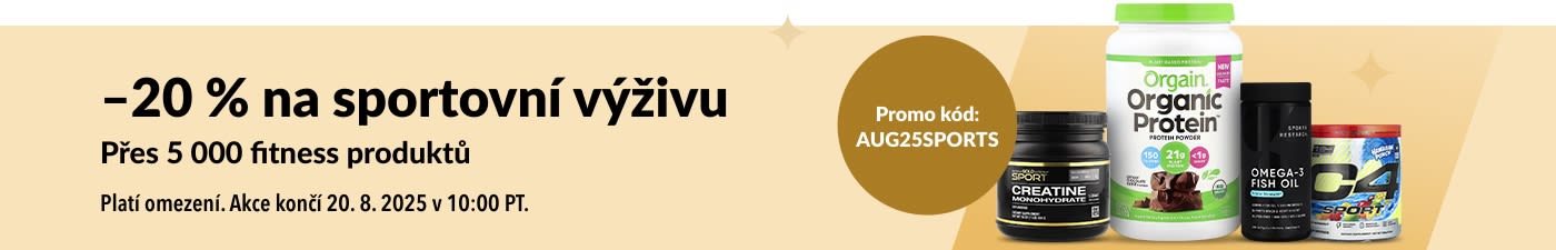 Sportovní výživa od Orgain, Sports Research, Cellucor, California Gold Nutrition a dalších s 20% slevou s kódem AUG25SPORTS.
