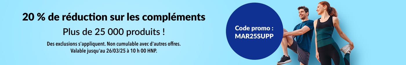 20 % DE RÉDUCTION SUR LES COMPLÉMENTS