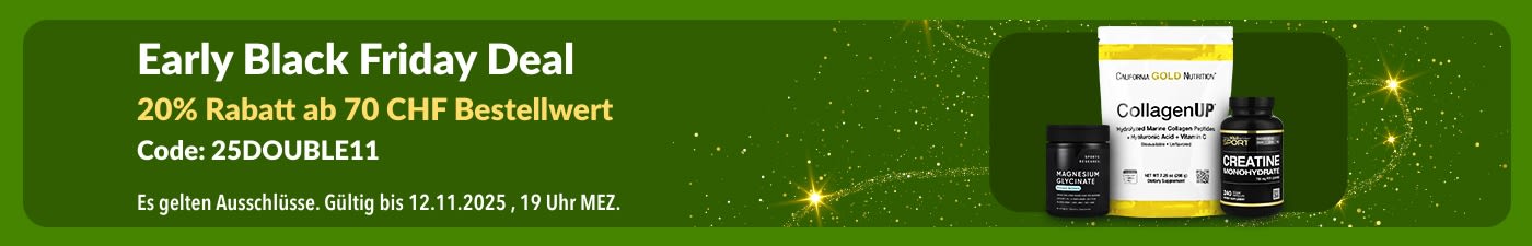 iHerb-Banner für den frühen Black Friday mit CollagenUP und Nahrungsergänzungsmitteln.