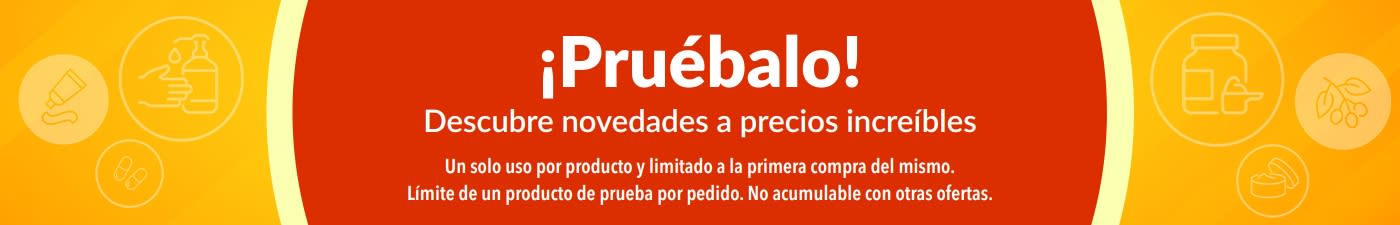 Banner promocional de la oferta «Pruébalo»: incentiva a descubrir novedades con grandes descuentos de un único uso para la primera compra.