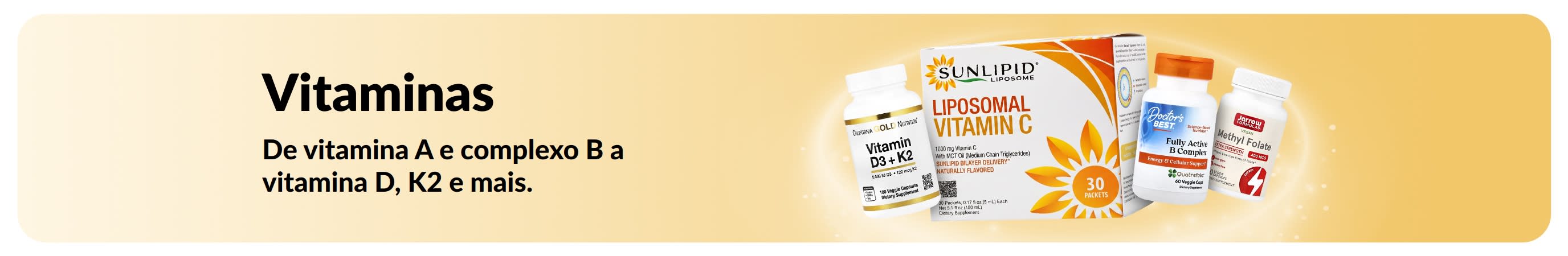 Banner promocional de vitaminas, com suplementos vitamínicos em destaque.