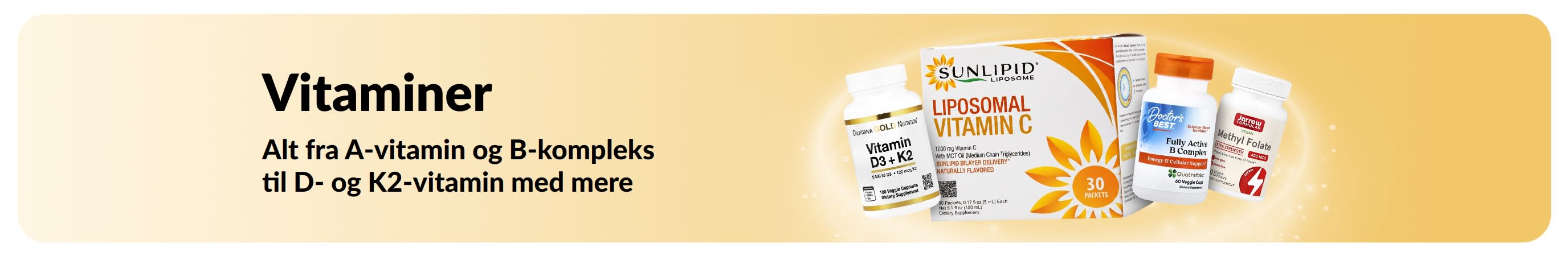 Reklamebanner for vitaminer med vitaminkosttilskud.