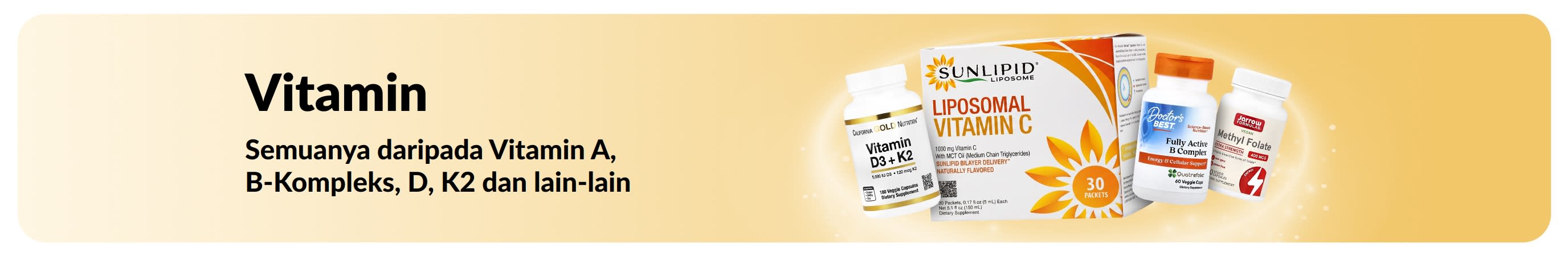 Sepanduk promosi vitamin, menampilkan suplemen vitamin.