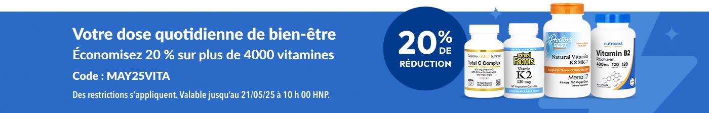 20 % de réduction sur les vitamines