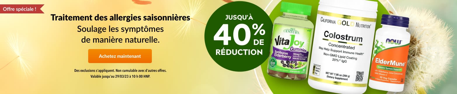 JUSQU'À 40 % DE RÉDUCTION SUR LES TRAITEMENTS POUR LES ALLERGIES  
