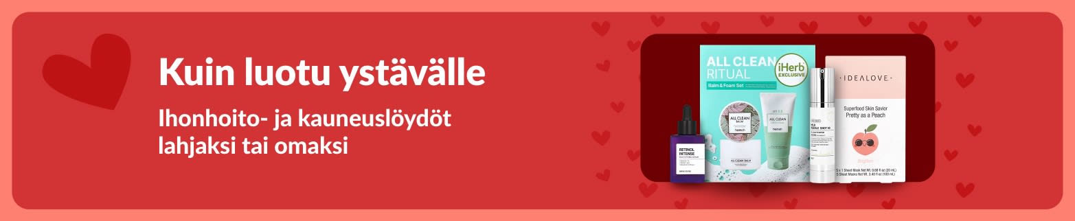 Ystävänpäivän lahjasetit ihonhoitoon iHerbistä. Seerumeista kasvonaamioihin, täydellinen lahja itselle tai rakkaalle.