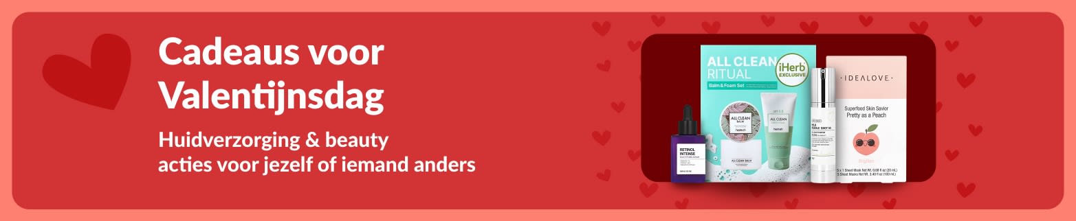 Huidverzorgingssets voor Valentijnsdag, met serums en maskers van iHerb, perfect om jezelf of een geliefde te verwennen.