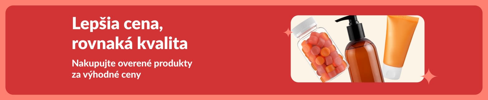 Promo banner zvýrazňujúci wellness produkty s výhodnou cenou, zobrazujúci výživové doplnky a produkty starostlivosti o krásu za špeciálne ceny.