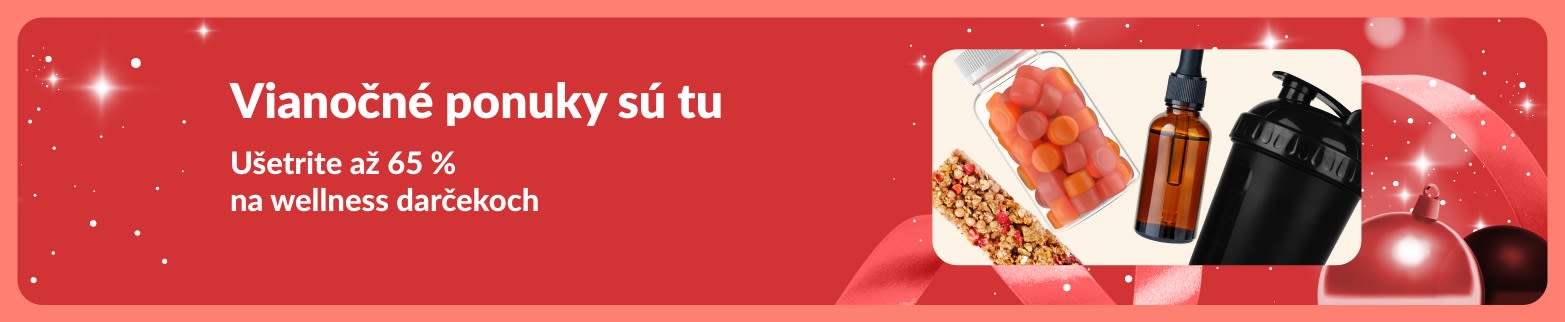 Banner iHerb s vianočnými ponukami a zľavami až do 65 % na wellness darčeky.