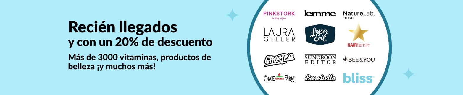 20% menos en lo más nuevo de iHerb: vitaminas, marcas de belleza y bienestar como Bliss, Hairtamin, Pink Stork y mucho más.