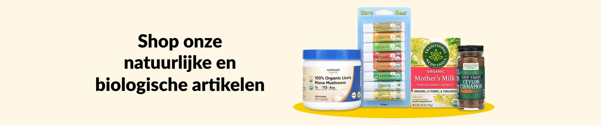Bestel gezonde, natuurlijke en biologische producten, waaronder lippenbalsem, kruidenthee, kaneel en nog veel meer.