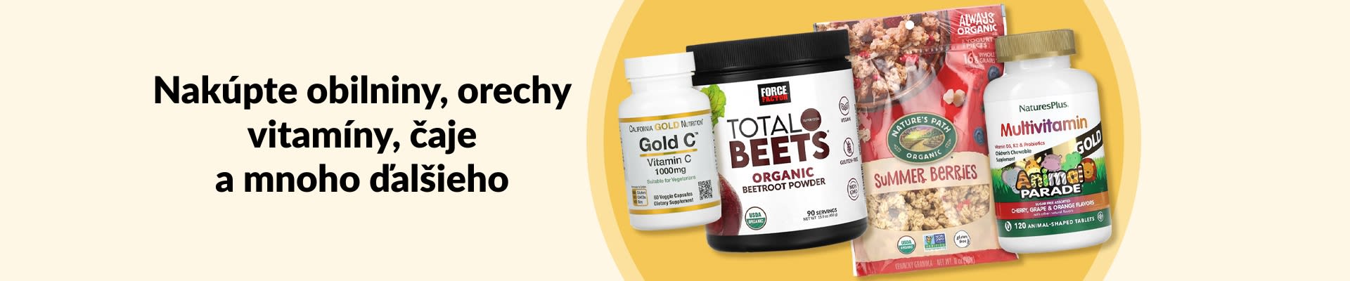 Nakúpte obilniny, orechy, vitamíny, čaje a podobne vrátane vitamínu C, cvikly v prášku, granoly, multivitamínov a podobne.