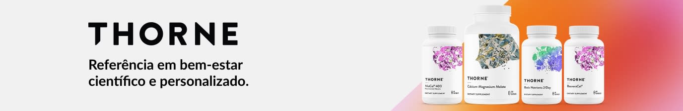 Banner da Thorne com suplementos premium para saúde, com design clean, promovendo nutrição e bem-estar baseados na ciência.