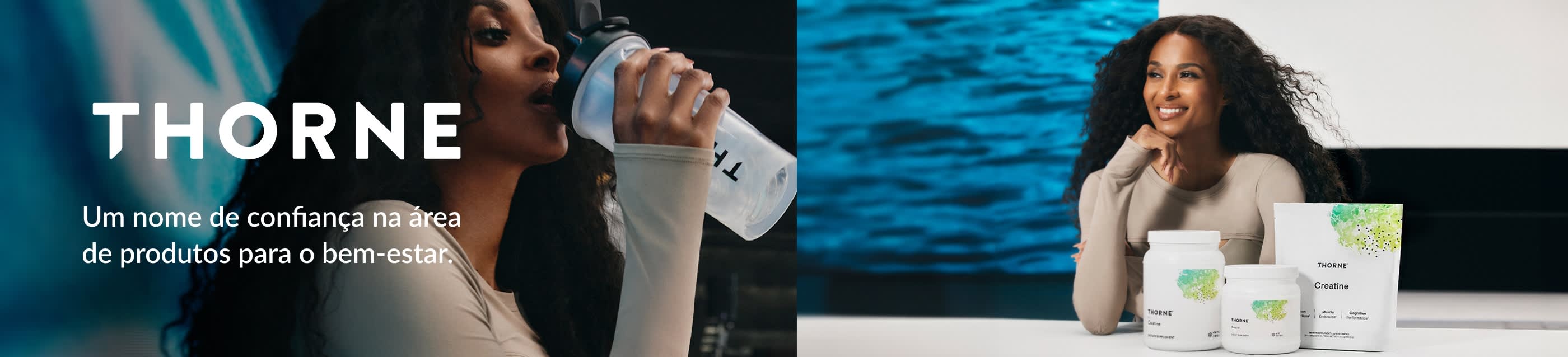 Thorne banner featuring premium health supplements with clean design, promoting science-based nutrition and wellness products.