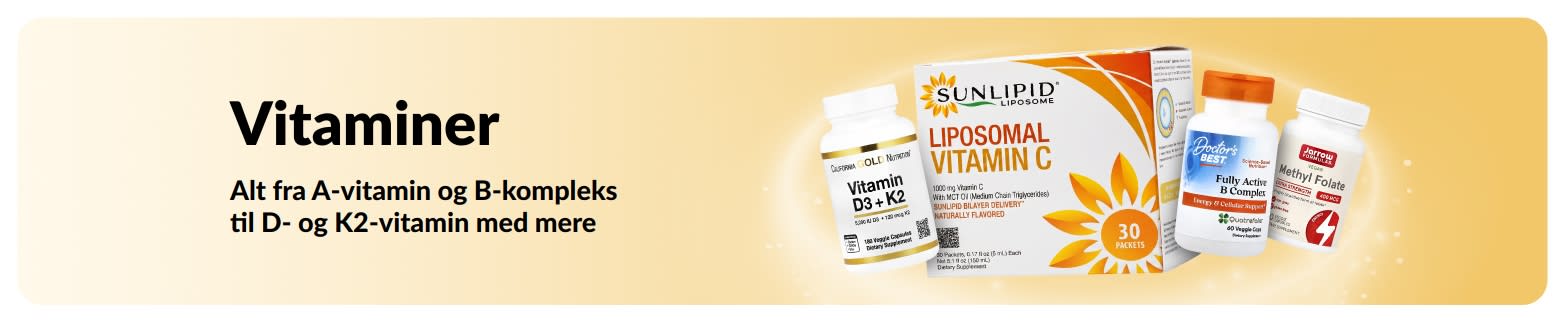 Reklamebanner for vitaminer med vitaminkosttilskud.