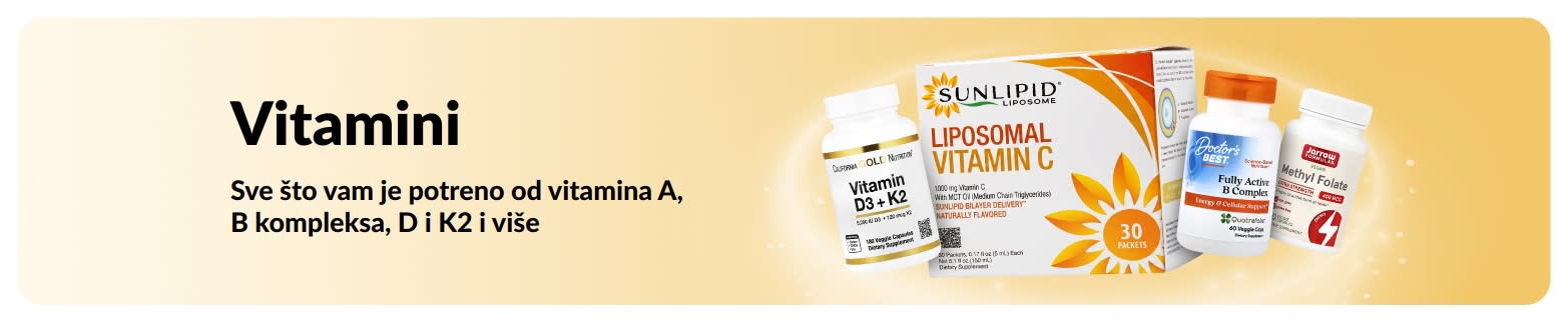 Promotivni banner s vitaminima koji prikazuje vitaminske dodatke prehrani.