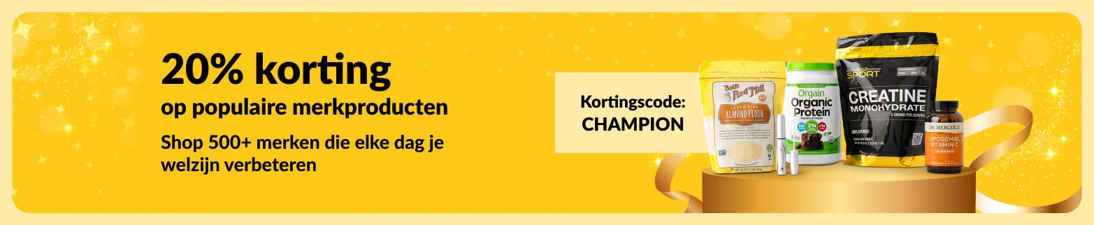 20% korting op topmerken in de welzijnsbranche met code CHAMPION.
