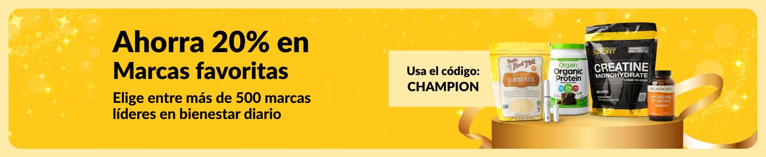 20% de descuento en marcas líderes en bienestar con el código: CHAMPION.