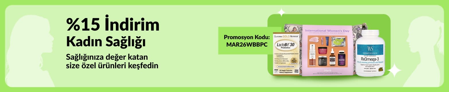 15% Off Women’s Wellness. Use code MAR26WBBPC. Women’s wellness items displayed on green background.