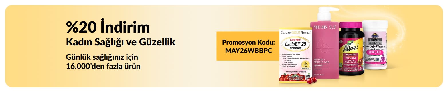 MAY26WBBPC koduyla kadın sağlığı ve güzellik ürünlerinde %20 indirim, temel ürünler öne çıkıyor