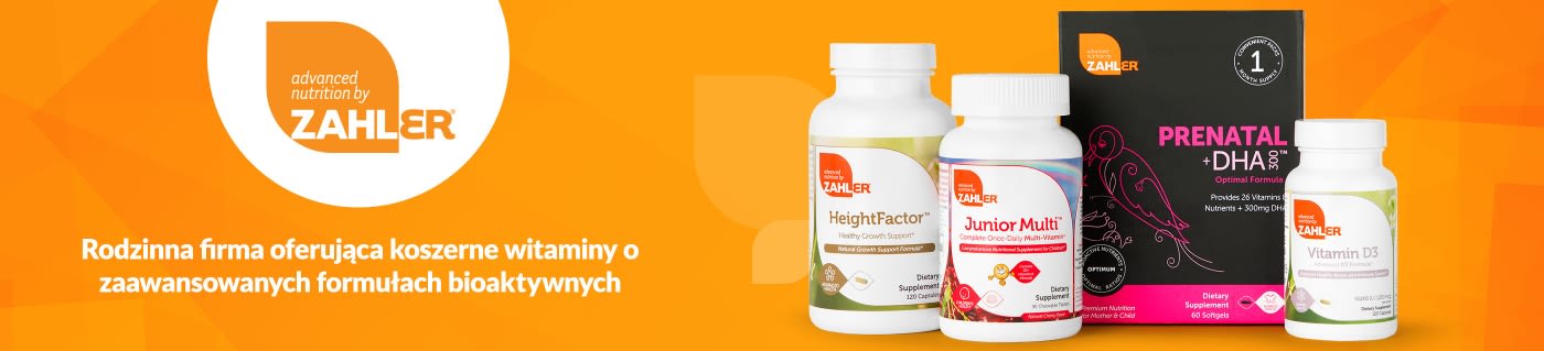 Zahler banner showcasing kosher vitamins including Prenatal +DHA, Junior Multi, HeightFactor, and Vitamin D3.