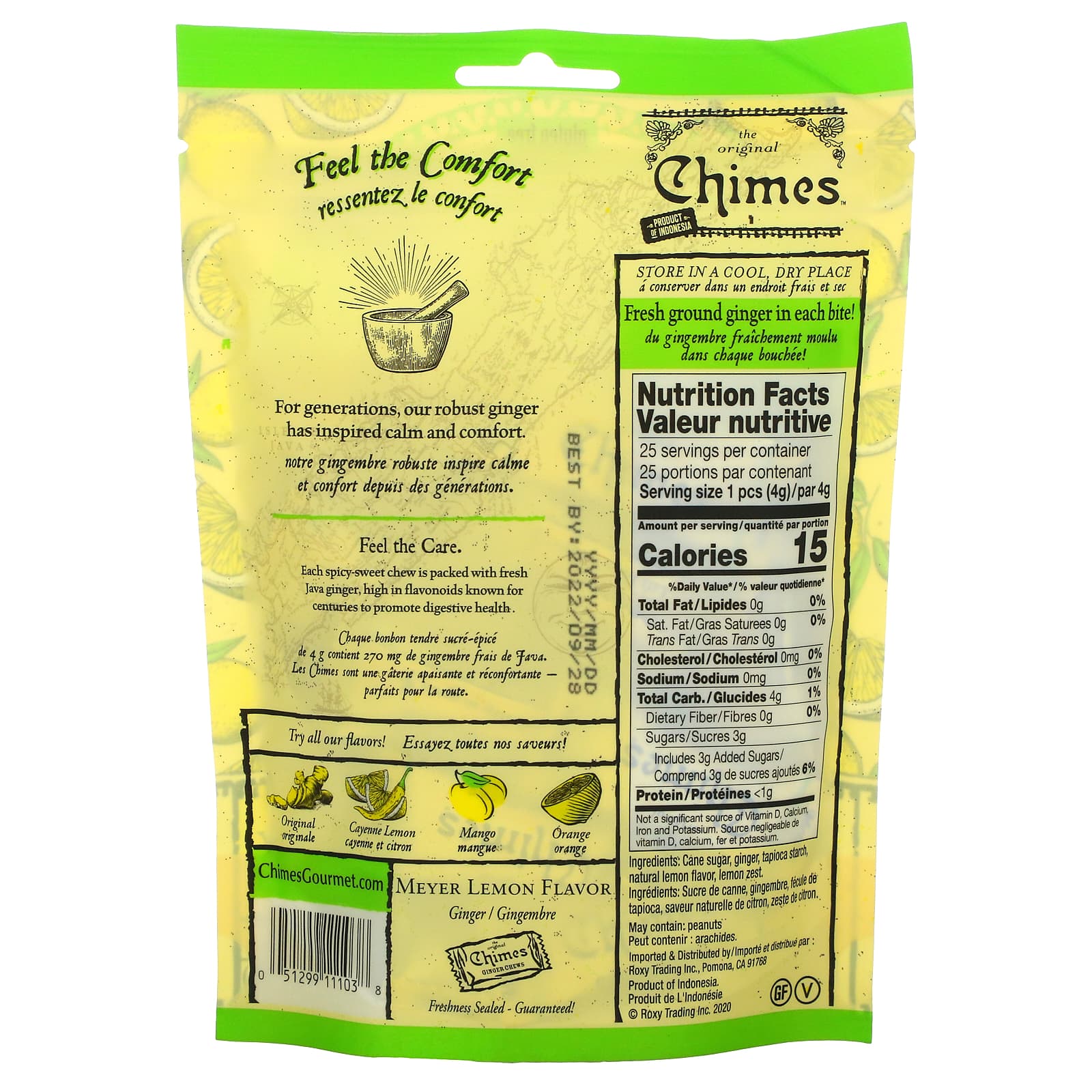 Chimes, Ginger Chews, Meyer Lemon Flavor, 3.5 oz (100 g)