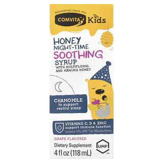 Comvita, Kids, Sirop apaisant pour la nuit au miel de Manuka, Raisin, 118 ml