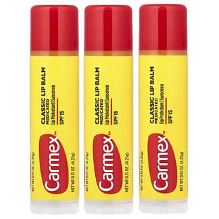 Carmex, классический бальзам для губ, лечебный, SPF 15, 3 стика по 4,25 г (0,15 унции)