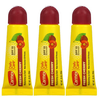 Carmex, Daily Care, Moisturizing Lip Balm, SPF15, Fresh Cherry, 3 Tubes, .35 oz (10 g) Each