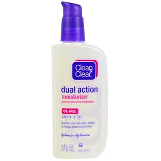 Clean & Clear, Hydratant Double Action, Acide Salicylique – Médicament anti-acné, 4 fl oz (118 ml)