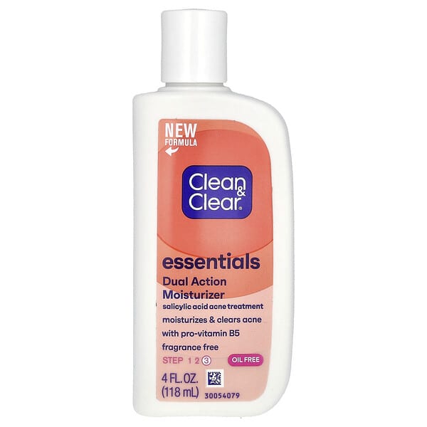 Clean & Clear, Dual Action Moisturizer, Salicylic Acid Acne Medication, 4 fl oz (118 ml)