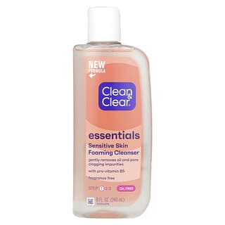 Clean & Clear, Essentials, Nettoyant moussant, Peaux sensibles, Sans parfum, 240 ml
