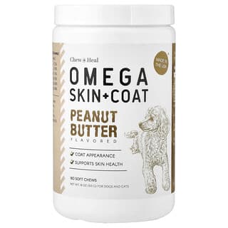 Chew + Heal, Ômega para Pele + Pelos, Para Cães e Gatos, Manteiga de Amendoim, 180 Cápsulas Mastigáveis, 513 g (18 oz)