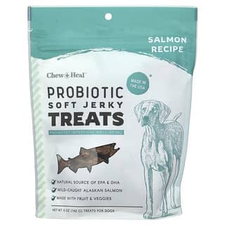 Chew + Heal, Friandises probiotiques molles et séchées, Pour chiens, Saumon, 142 g